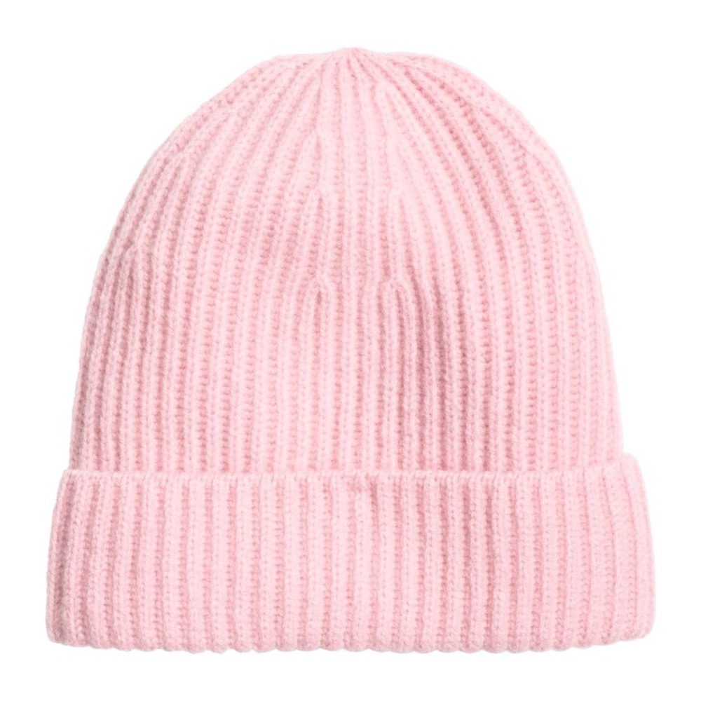 Pink Wool Ribbed Beanie